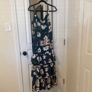 Abercrombie & Fitch Teal Floral Tiered Maxi Dress